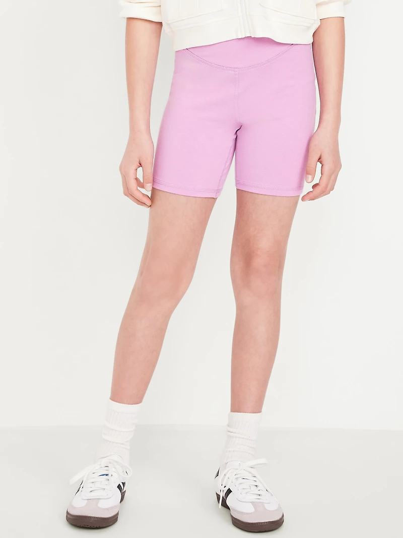 High-Waisted PowerChill Crossover Biker Shorts for Girls