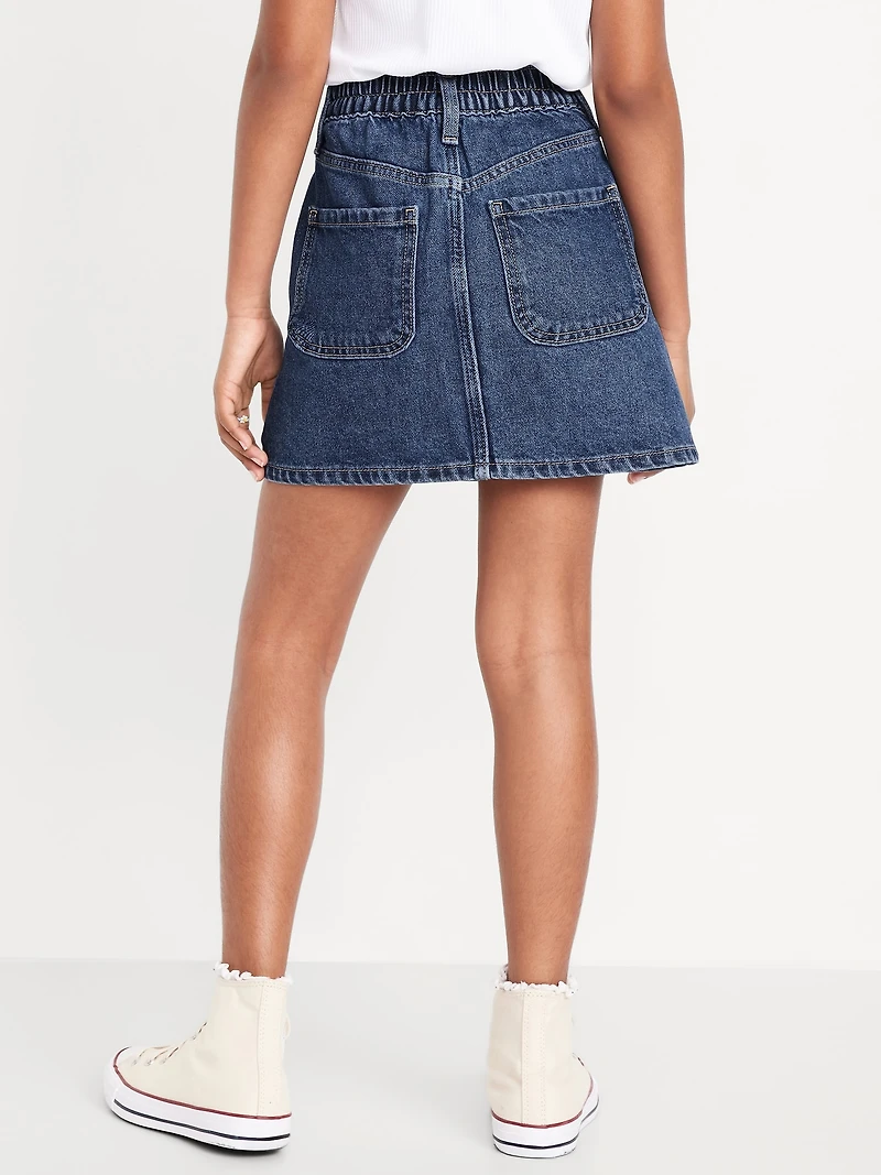 High-Waisted Button-Front Utility Mariner Jean Skirt for Girls