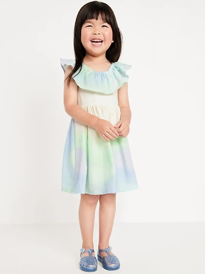 Sleeveless Ruffled Fit and Flare Dress for Toddler Girls