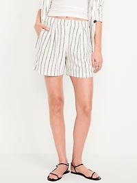 Extra High-Waisted Linen-Blend Taylor Trouser Shorts -- 5-inch inseam