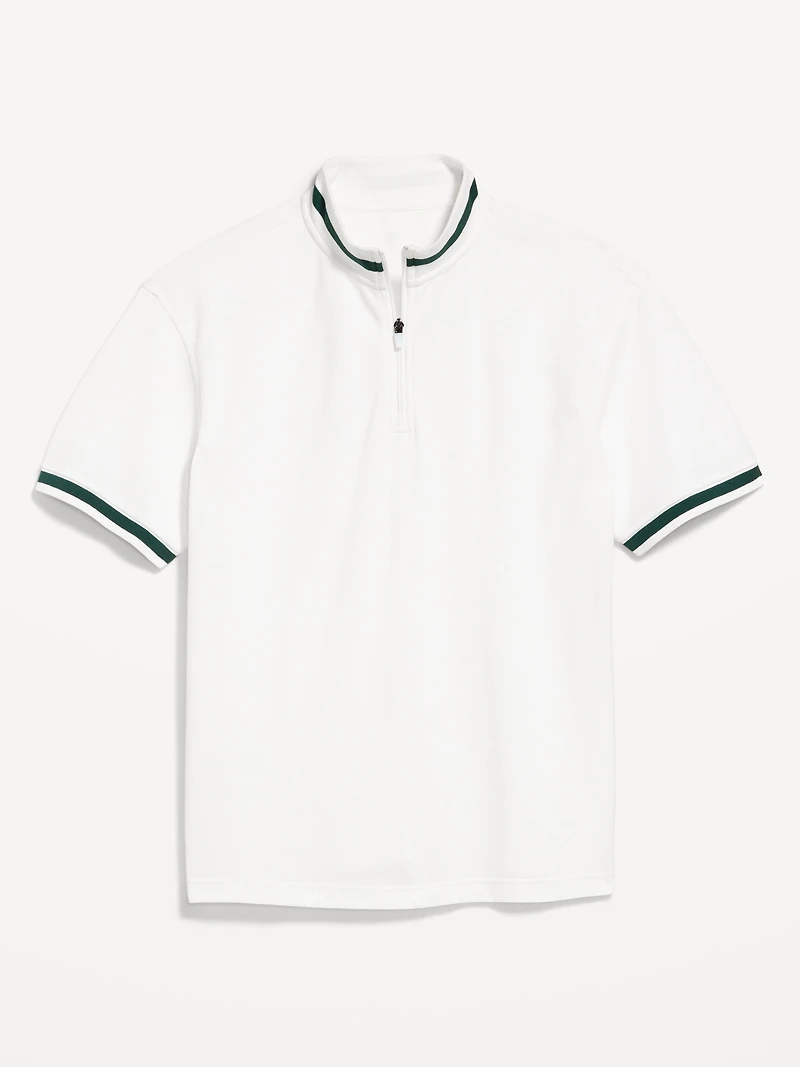 Mock-Neck Pique Quarter Zip
