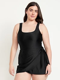 Matte Side-Tie Swim Dress