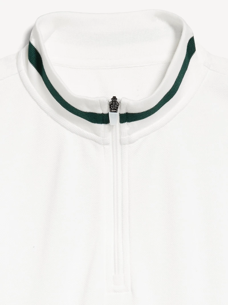 Mock-Neck Pique Quarter Zip