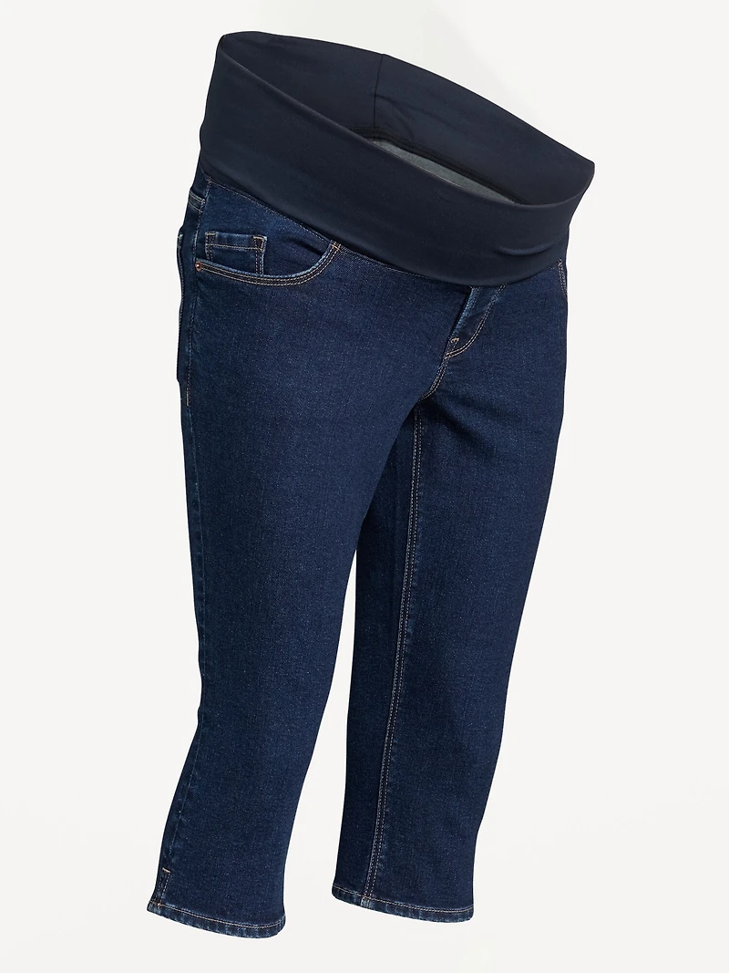 Jean capri étroit à panneau rabattable de maternité
