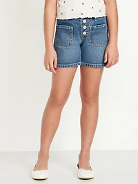 High-Waisted Midi Jean Shorts for Girls