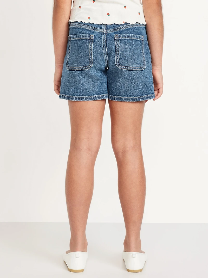 High-Waisted Midi Jean Shorts for Girls