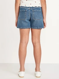 High-Waisted Midi Jean Shorts for Girls