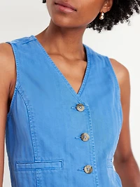 Button-Front Jean Vest