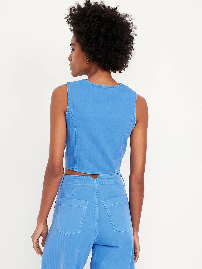 Button-Front Jean Vest