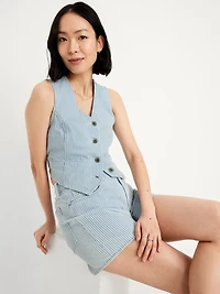 Button-Front Jean Vest