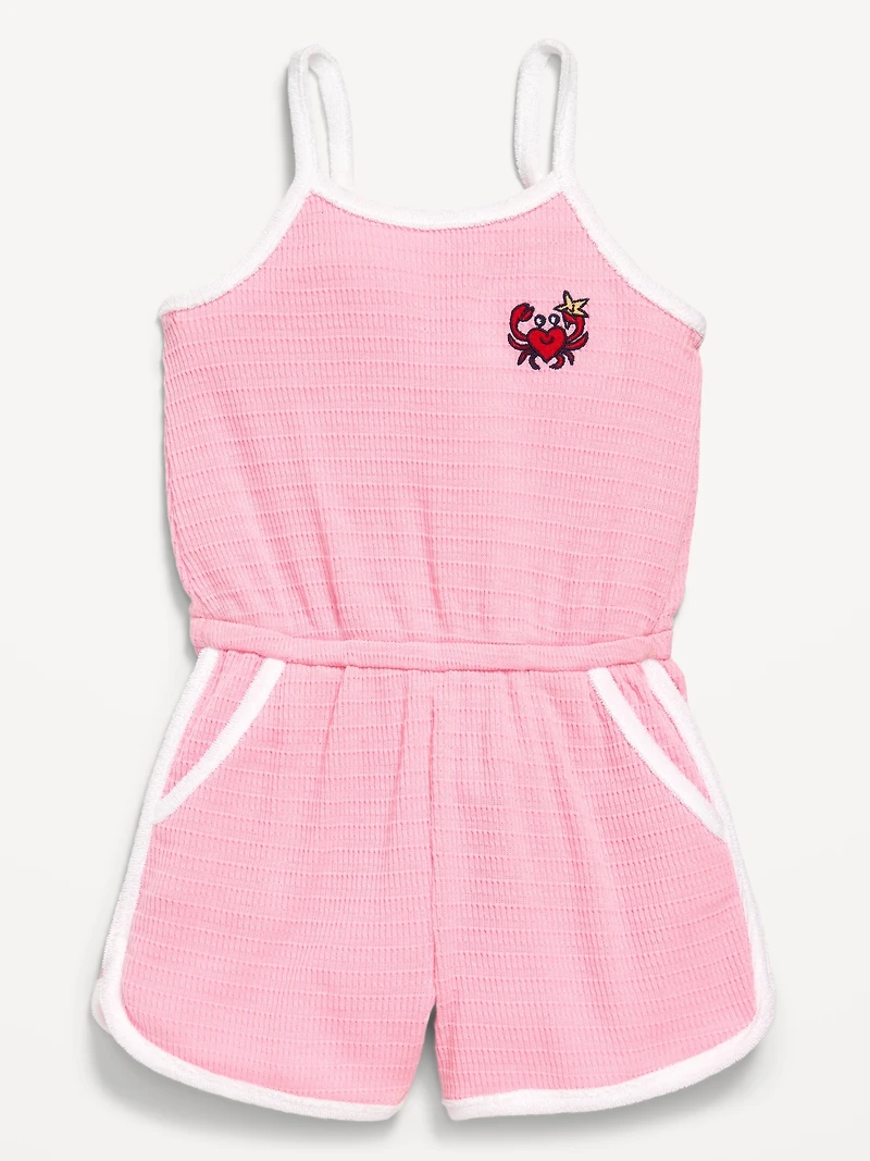 Sleeveless Textured-Knit Romper for Toddler Girls