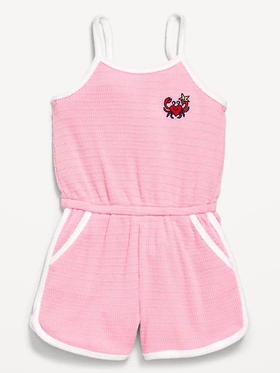 Sleeveless Textured-Knit Romper for Toddler Girls