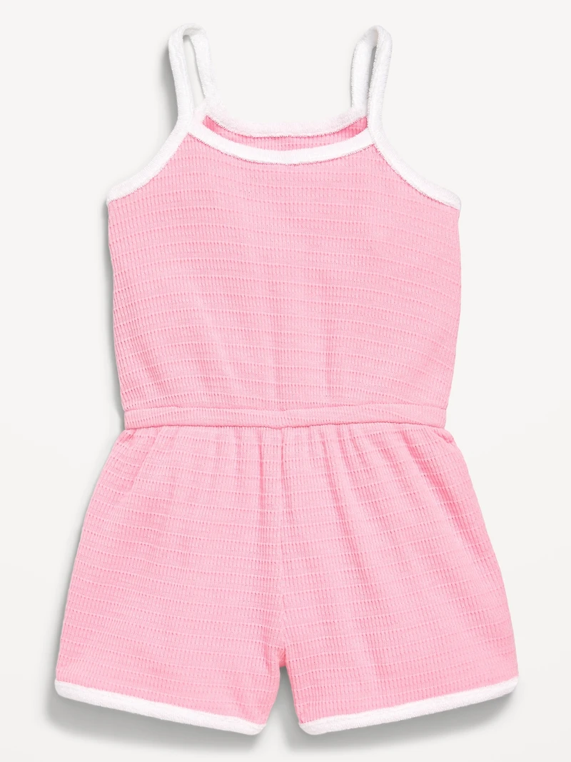 Sleeveless Textured-Knit Romper for Toddler Girls