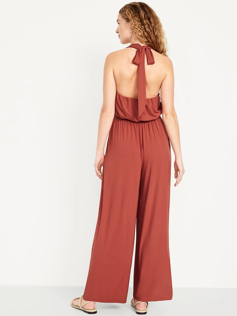 Waist-Defined Halter Jumpsuit