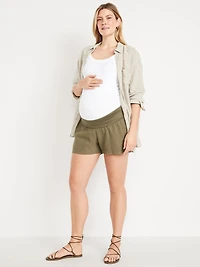 Short en mélange de lin maternité, entrejambe 9 cm