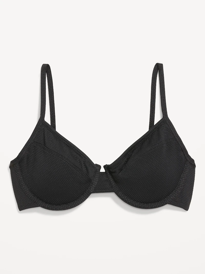 Textured Underwire Balconette Swim Top