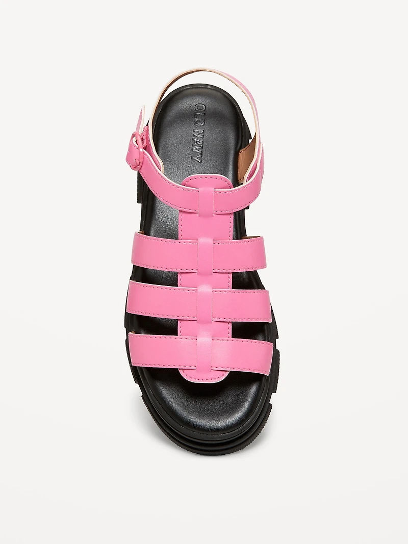 Chunky Faux-Leather Fisherman Sandals for Girls