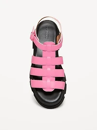 Chunky Faux-Leather Fisherman Sandals for Girls