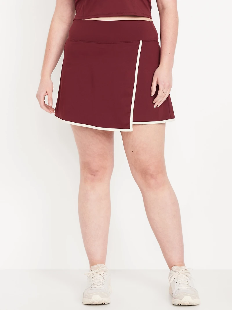 High-Waisted PowerSoft Faux-Wrap Skort