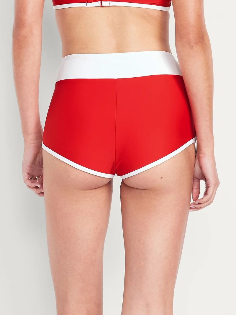 High-Waisted Matte Swim Shorts
