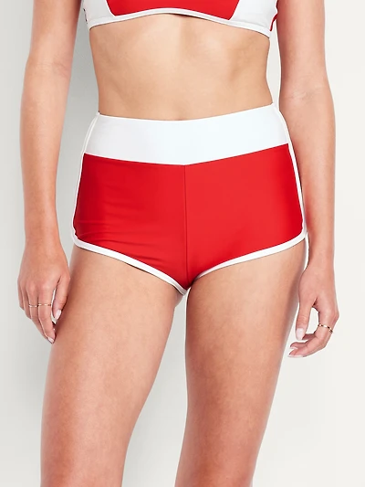 High-Waisted Matte Swim Shorts