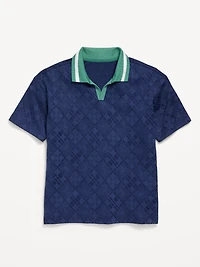 Short-Sleeve Textured-Knit Collared Shirt for Boys