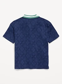 Short-Sleeve Textured-Knit Collared Shirt for Boys