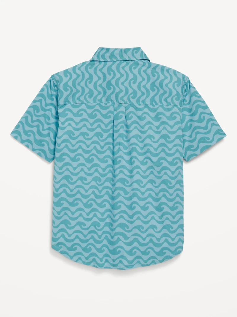 Printed Short-Sleeve Poplin Pocket Shirt for Boys