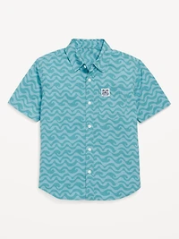 Printed Short-Sleeve Poplin Pocket Shirt for Boys