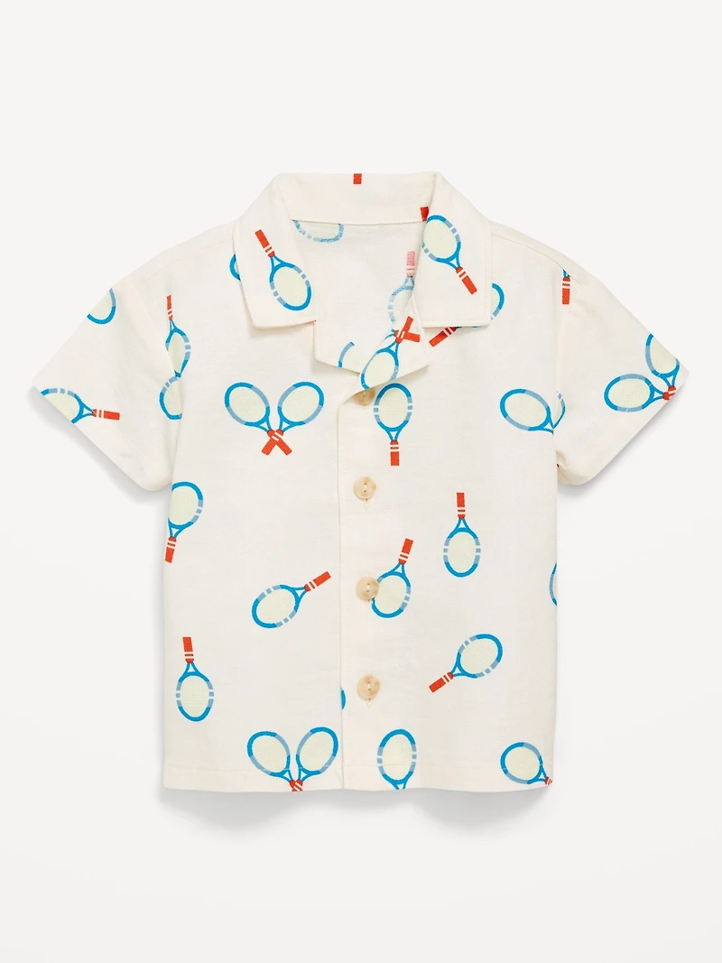 Short-Sleeve Linen-Blend Shirt for Baby