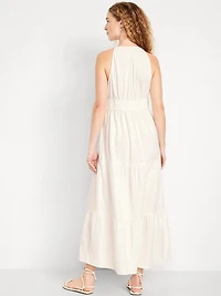 Fit & Flare Crinkle Gauze Maxi Dress