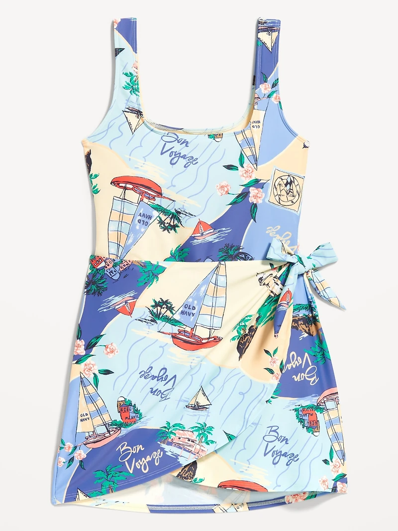Matte Side-Tie Swim Dress
