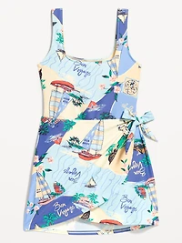Matte Side-Tie Swim Dress