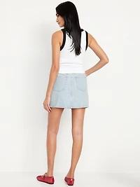 Mid-Rise Wow Jean Mini Skirt
