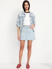 Mid-Rise Wow Jean Mini Skirt