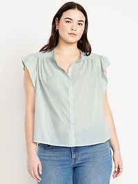 Flutter-Sleeve Button-Down Shirt