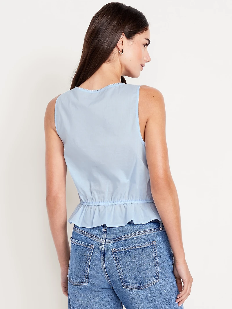 Tie-Waist Lace-Trim Top