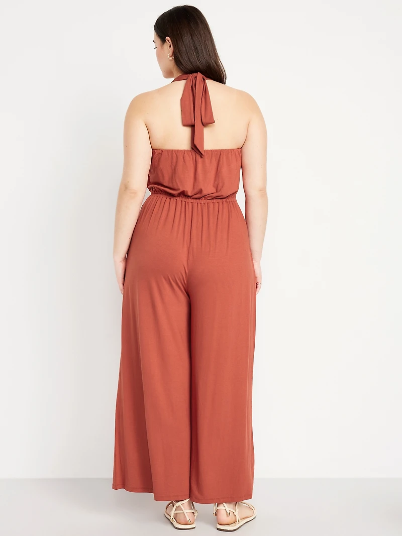 Waist-Defined Halter Jumpsuit