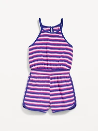 Waist-Defined Terry Romper for Girls