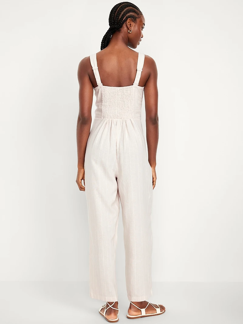 Button-Front Cami Jumpsuit