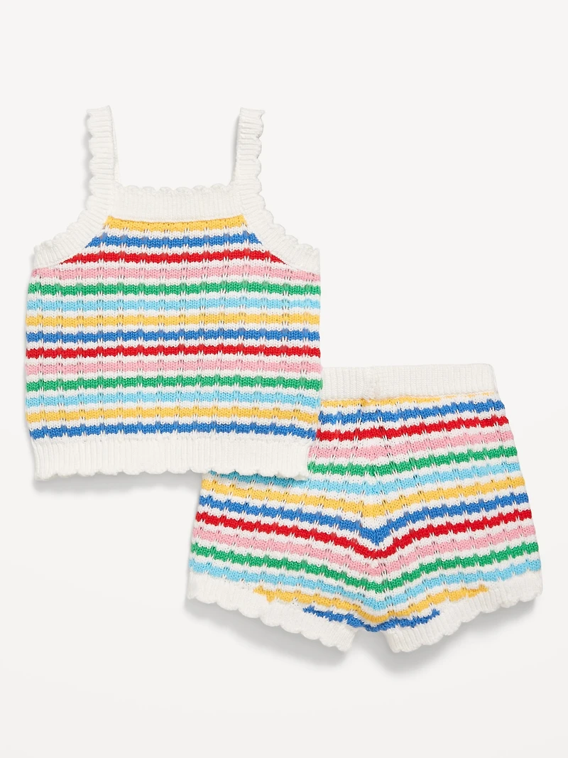 Crochet-Knit Cami Top and Shorts Set for Baby