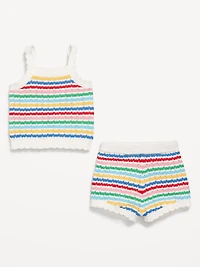Crochet-Knit Cami Top and Shorts Set for Baby