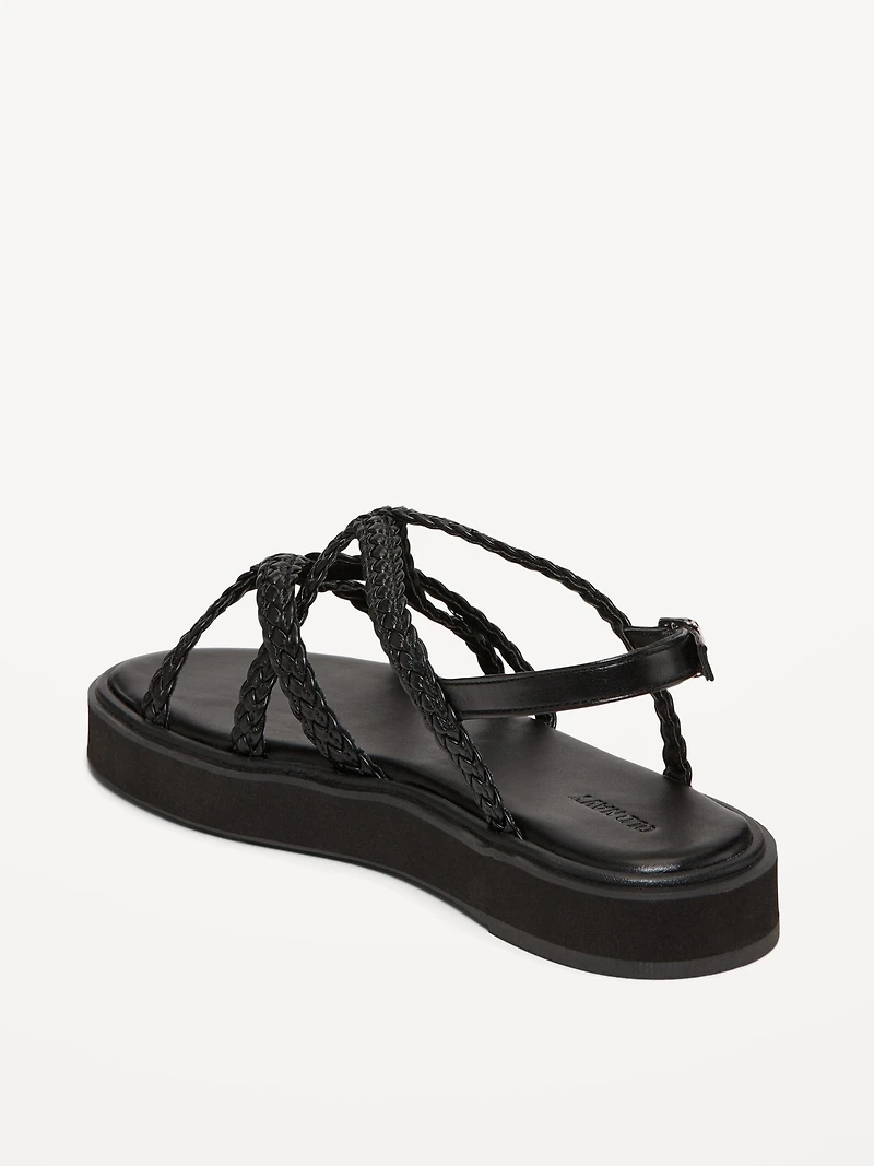 Braided Strap Platform Sandals for Women