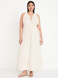 Fit & Flare Crinkle Gauze Maxi Dress