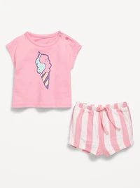 Ringer Graphic T-Shirt and Shorts Set for Baby