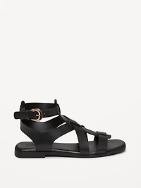 Faux-Leather Gladiator Sandals for Women
