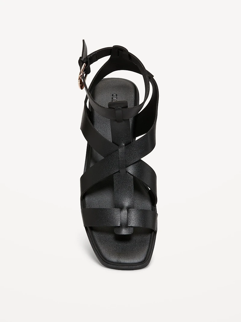 Faux-Leather Gladiator Sandals for Women