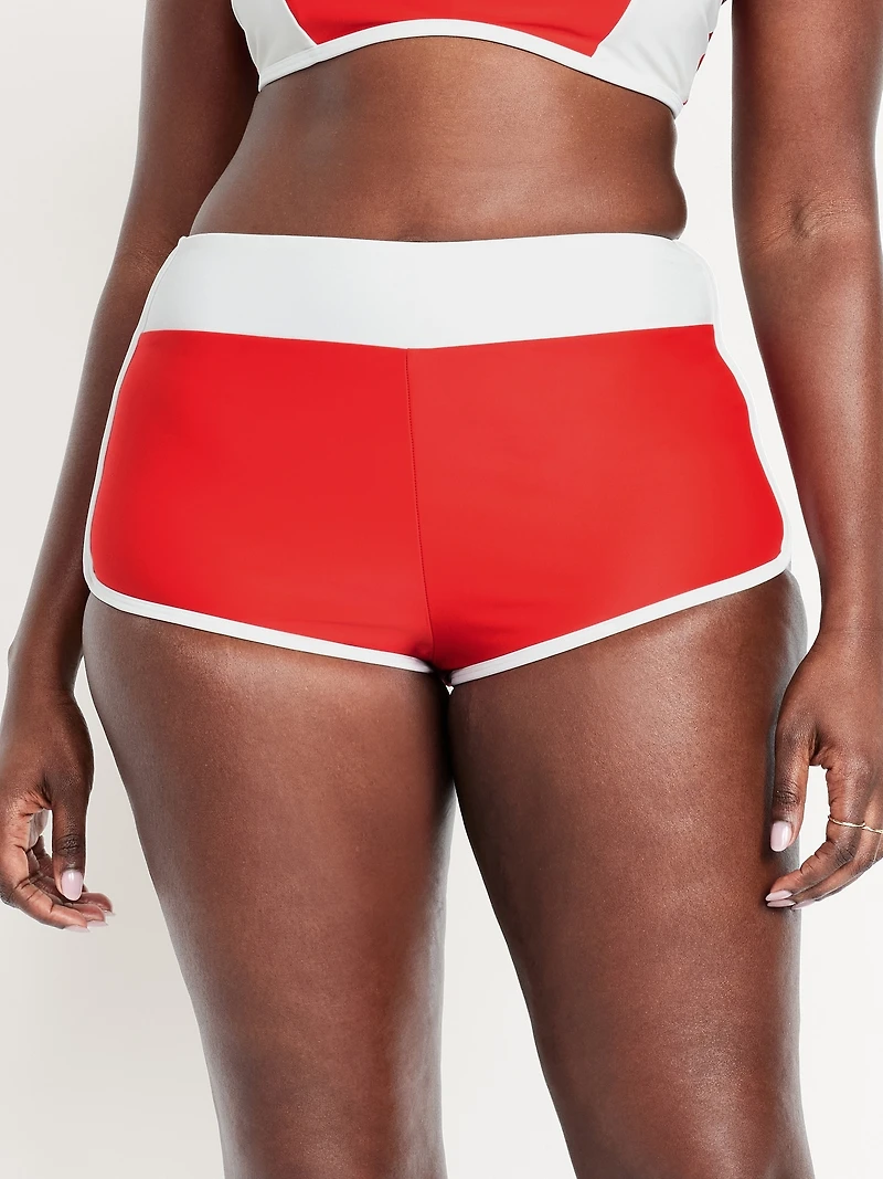 High-Waisted Matte Swim Shorts