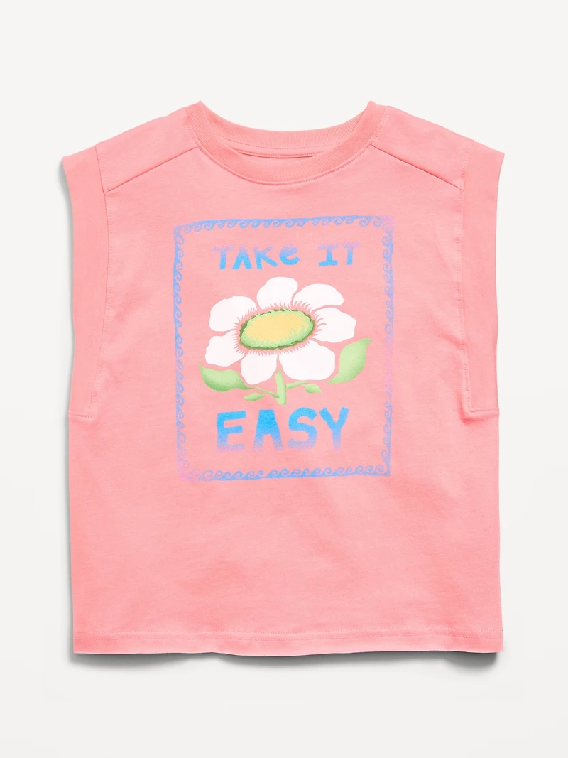 Sleeveless Muscle Graphic T-Shirt for Girls