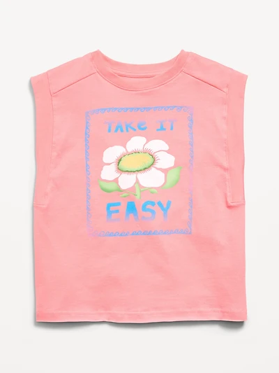 Sleeveless Muscle Graphic T-Shirt for Girls